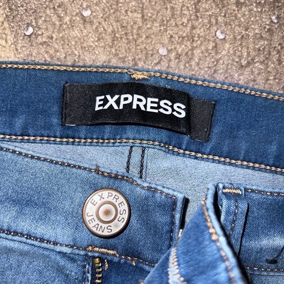 Express Mid Rise Light Wash Jean Leggings Stretch Plus - Picture 6 of 6